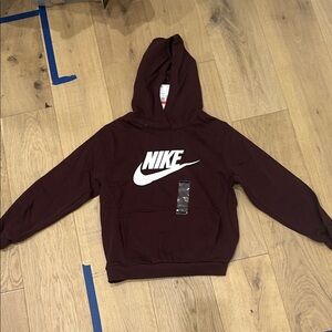 Nike Burgundy Hoodie with White Logo